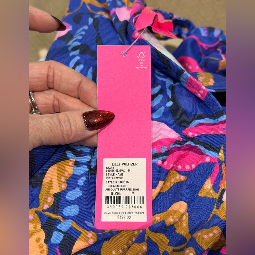 NWT $198 Lilly Pultizer Wyota Jumpsuit 009616 Medium Borealis Blue Absolute - Picture 5 of 5